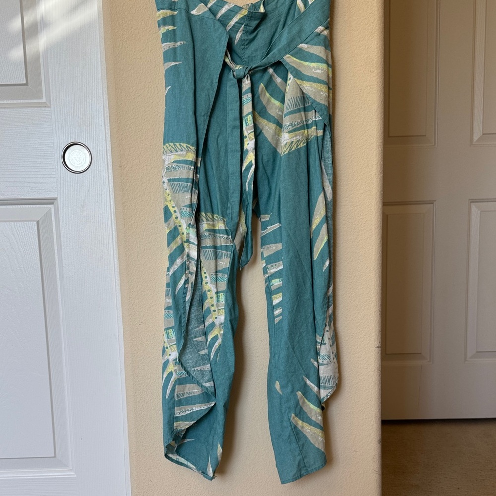 Patagonia Teal and Green Patterned Faux Wrap Pants